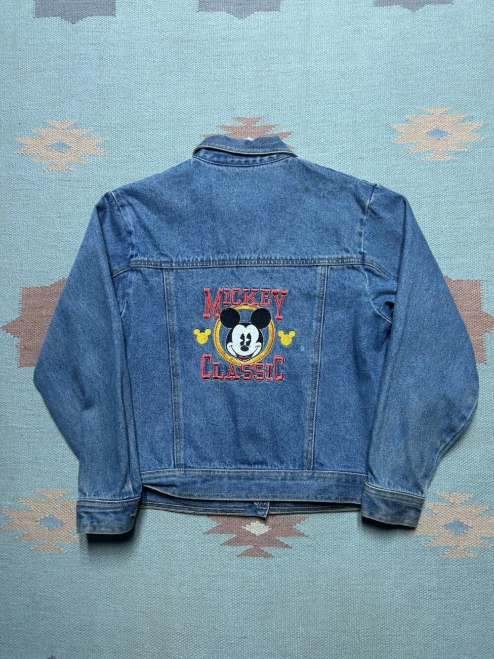 Vintage Mickey Mouse denim trucker jacket Disney cartoon classic kids large